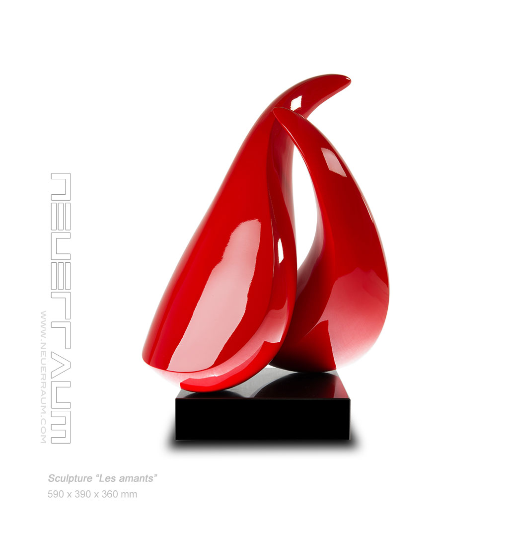 Plastic abstract read amants the love. modern art marble red lacquer